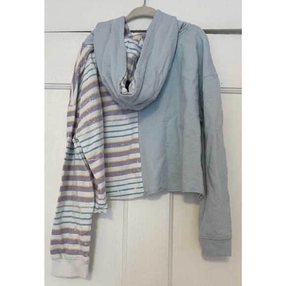 SPLENDID Longsleeve Cropped Striped Hoodie Sweatshirt Pullover Kids Size 12 - Picture 2 of 5